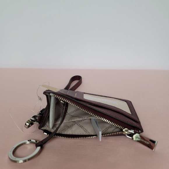 MICHAEL KORS Small Top-Zip Coin Pouch with ID Holder Pebbled Leather-Merlot ⭐$69 - Picture 14 of 16